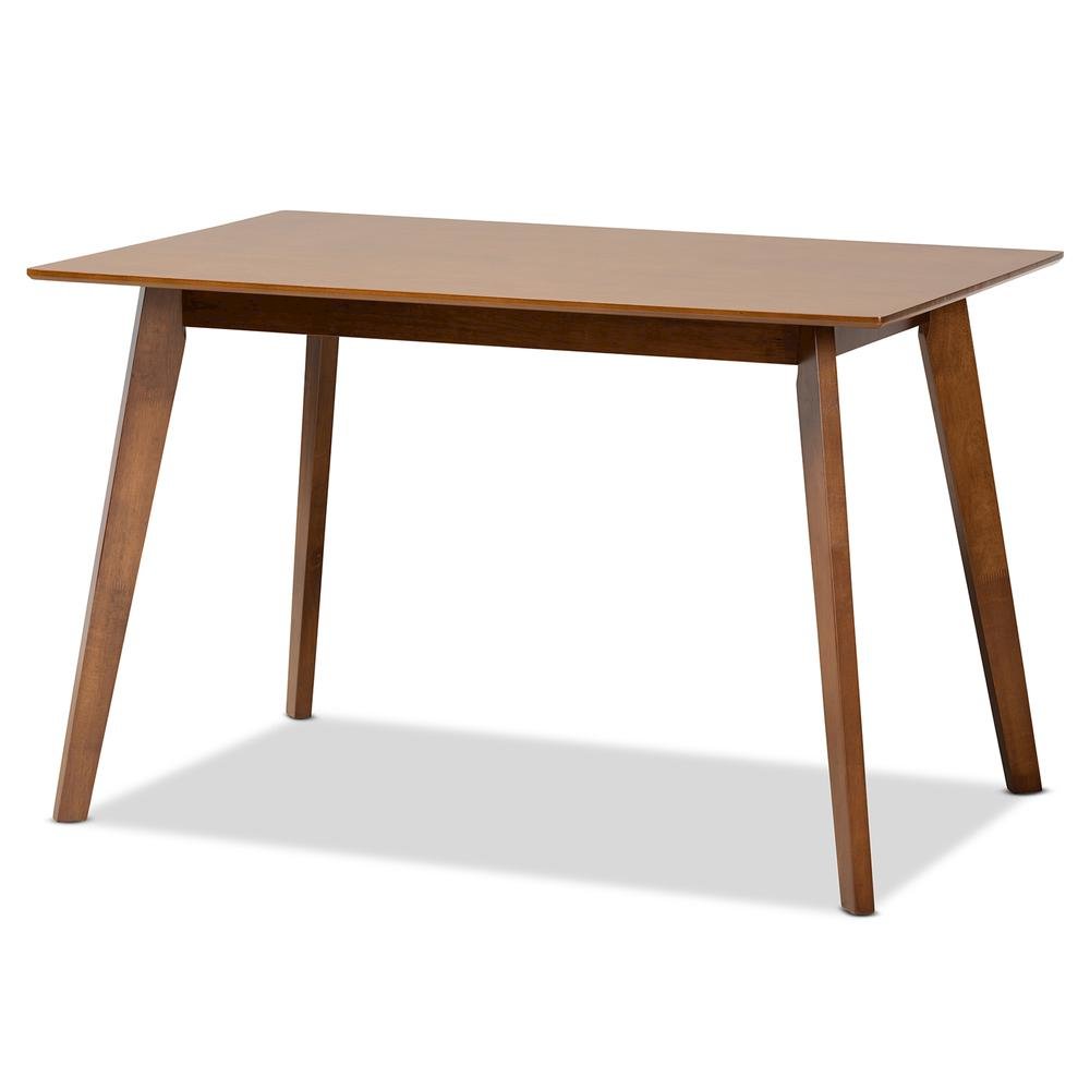 Sand Fabric Upholstered and Walnut Brown Finished Wood 5-Piece Dining Set
