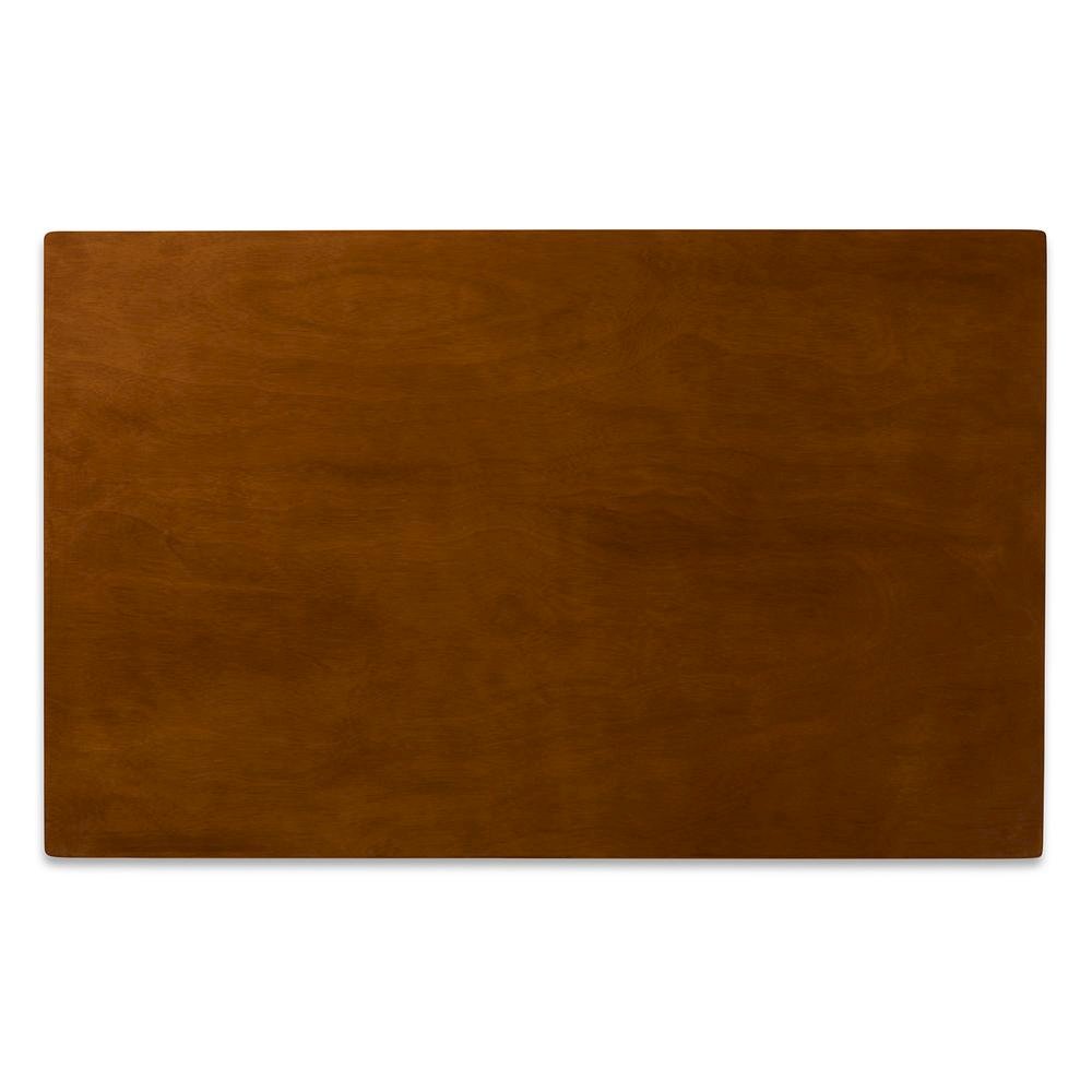 Sand Fabric Upholstered and Walnut Brown Finished Wood 5-Piece Dining Set