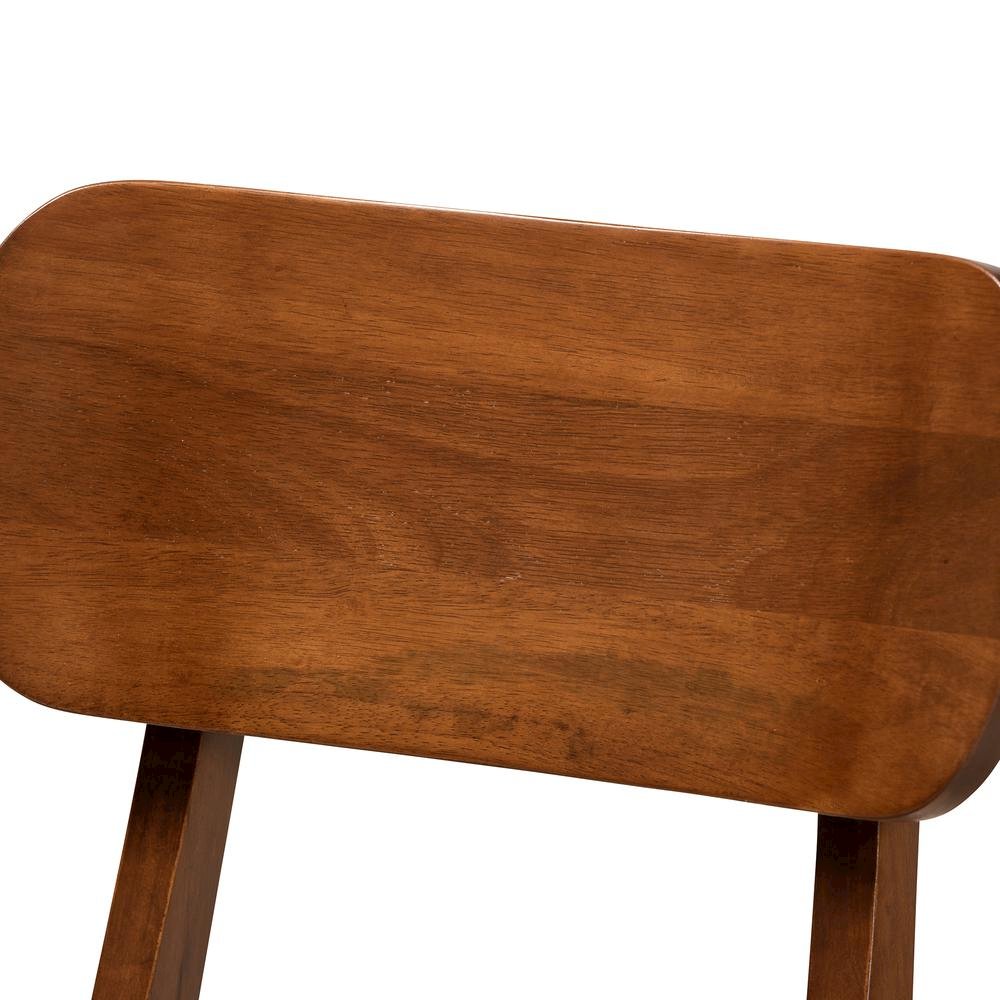 Sand Fabric Upholstered and Walnut Brown Finished Wood 5-Piece Dining Set