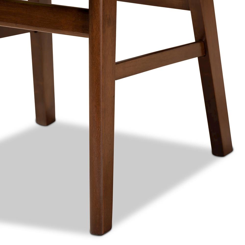 Sand Fabric Upholstered and Walnut Brown Finished Wood 5-Piece Dining Set