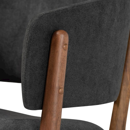 Walnut Brown Finished Wood 2-Piece Living Room Accent Chair Set
