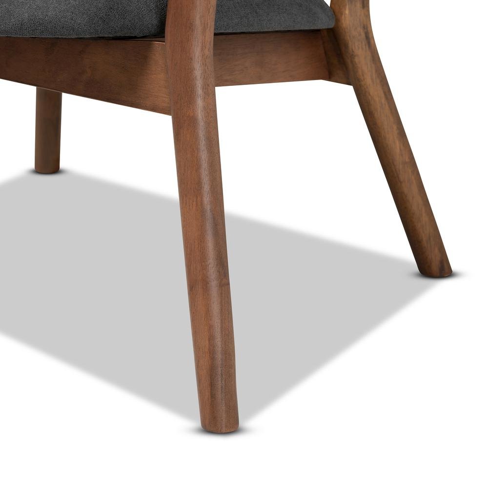 Walnut Brown Finished Wood 2-Piece Living Room Accent Chair Set