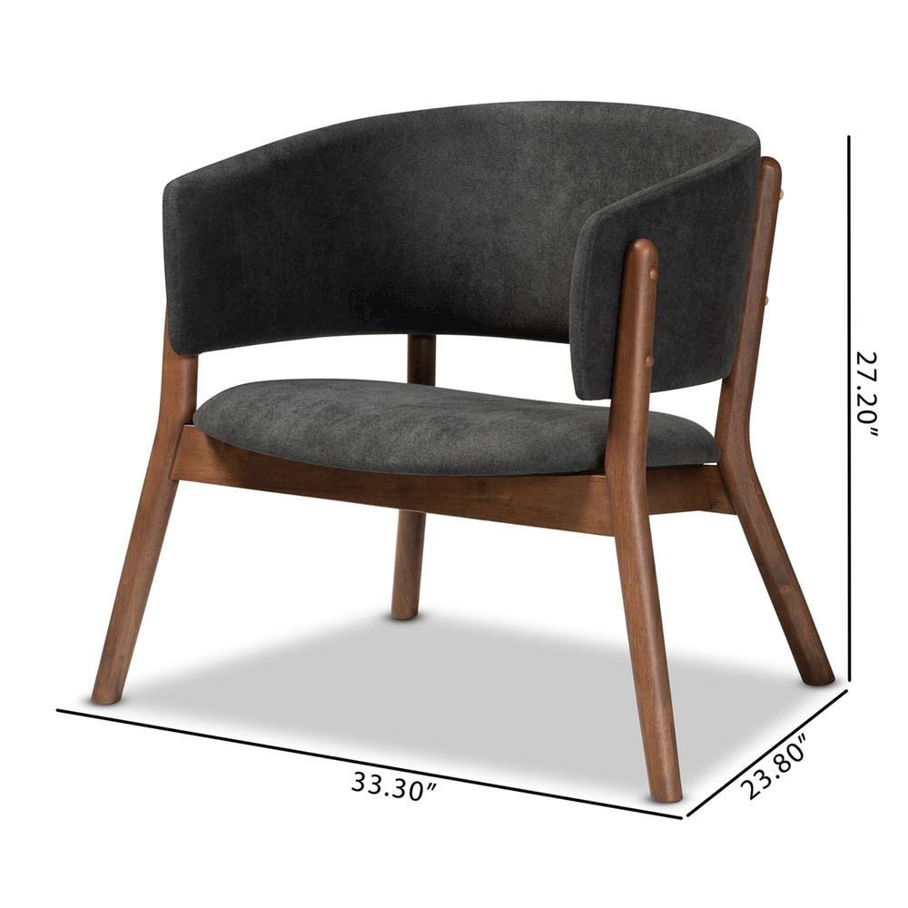 Walnut Brown Finished Wood 2-Piece Living Room Accent Chair Set