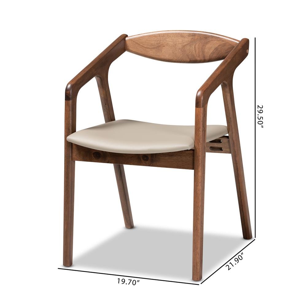 Leather Upholstered and Walnut Brown Finished Wood 2-Piece Dining Chair Set