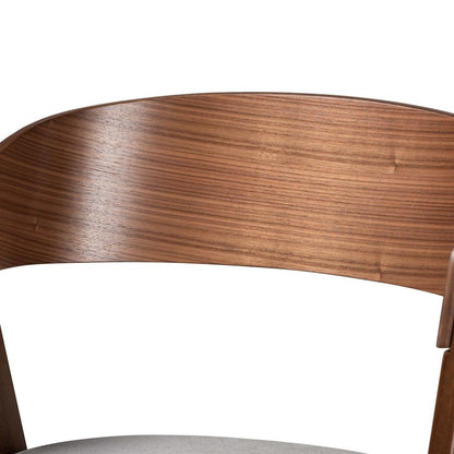 Grey Fabric Upholstered and Walnut Brown Finished Wood 2-Piece Dining Chair Set