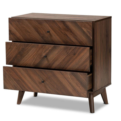 Hartman Mid-Century Modern Walnut Brown Finished Wood 3-Drawer Storage Chest
