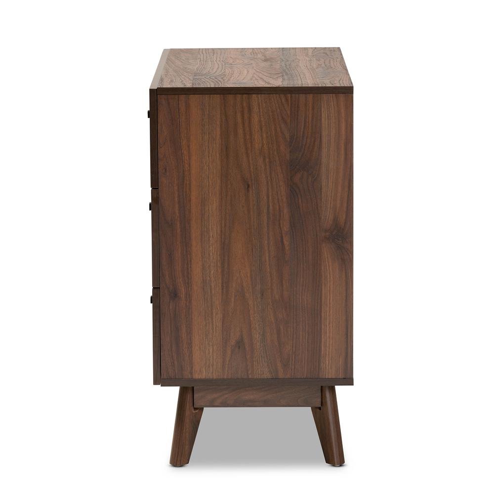 Hartman Mid-Century Modern Walnut Brown Finished Wood 3-Drawer Storage Chest