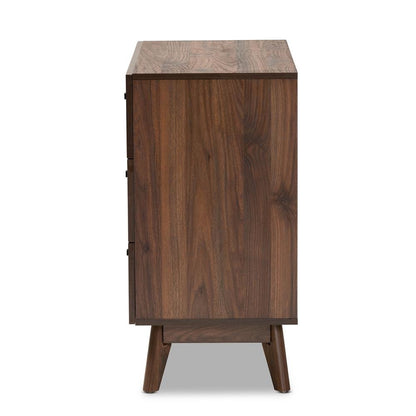 Hartman Mid-Century Modern Walnut Brown Finished Wood 3-Drawer Storage Chest