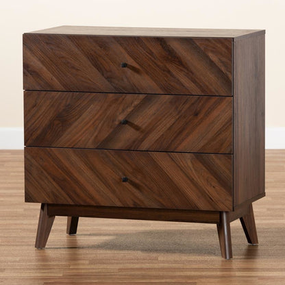 Hartman Mid-Century Modern Walnut Brown Finished Wood 3-Drawer Storage Chest