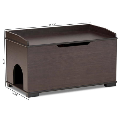 Dark Brown Finished Wood Cat Litter Box Cover House