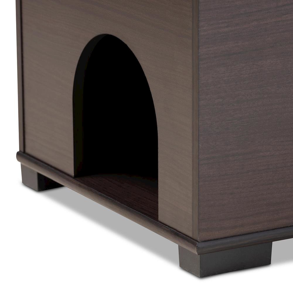 Dark Brown Finished Wood Cat Litter Box Cover House