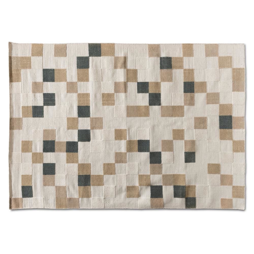 Ivory and Grey Handwoven PET Yarn Indoor and Outdoor Area Rug