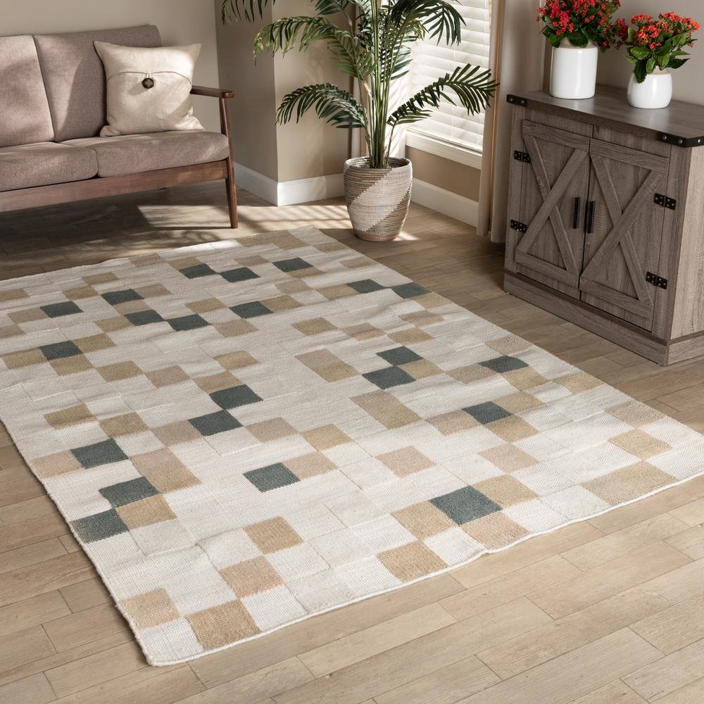 Ivory and Grey Handwoven PET Yarn Indoor and Outdoor Area Rug