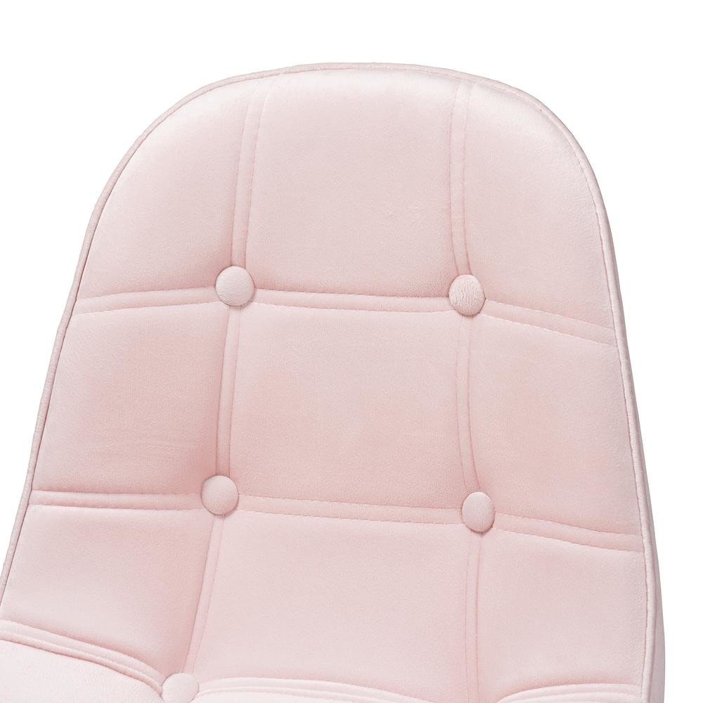 Glam and Luxe Blush Pink Velvet Fabric and Gold Metal Swivel Office chair