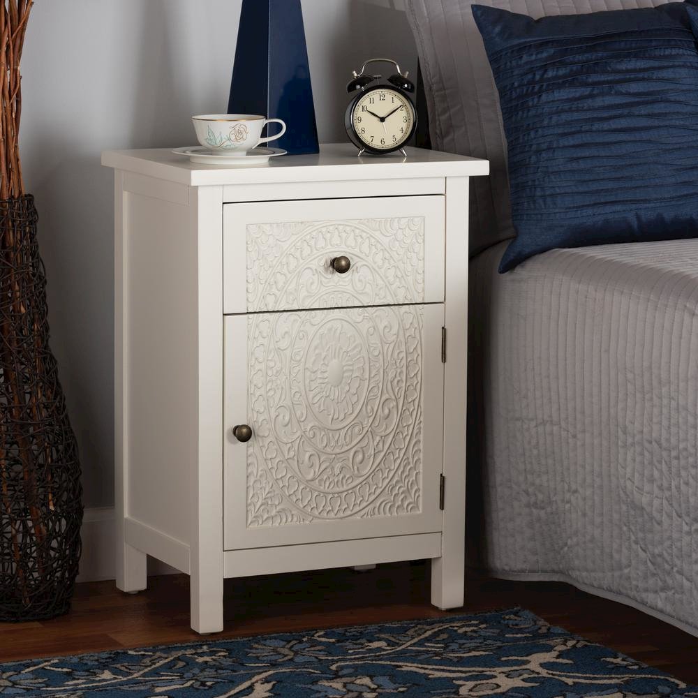 Baxton Studio Lambert Classic and Traditional White Finished Wood 1-Drawer Nightstand