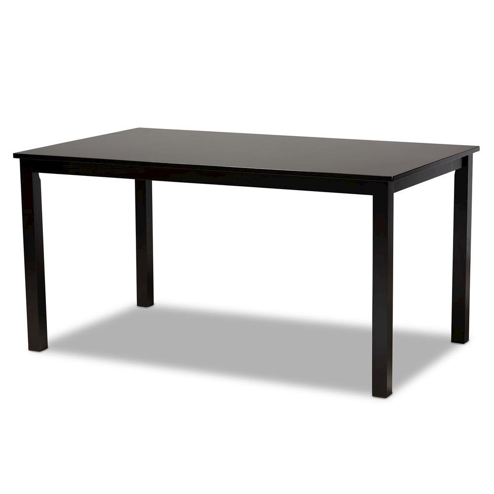 Sand Fabric Upholstered and Dark Brown Finished Wood 7-Piece Dining Set