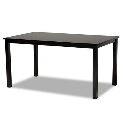 Sand Fabric Upholstered and Dark Brown Finished Wood 7-Piece Dining Set
