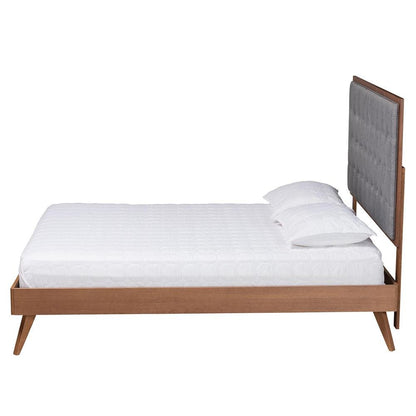 Walnut Brown Finished Wood King Size Platform Bed