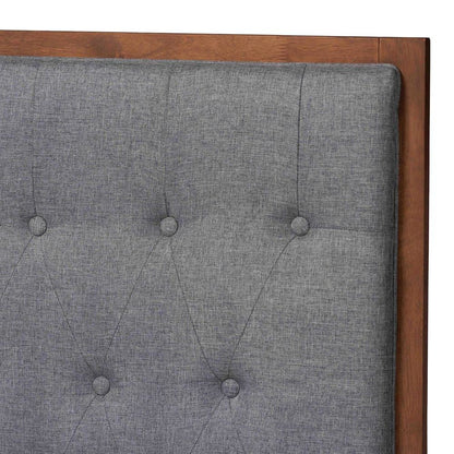Walnut Brown Finished Wood King Size Platform Bed