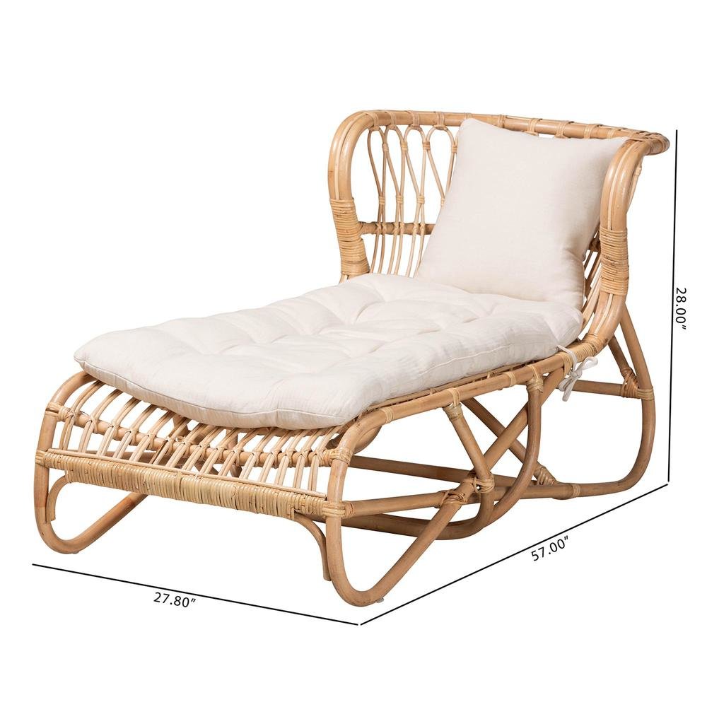 bali & pari Delara Modern Bohemian Natural Brown Rattan Chaise