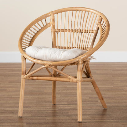 bali & pari Adrina Modern Bohemian Natural Brown Rattan Dining Chair