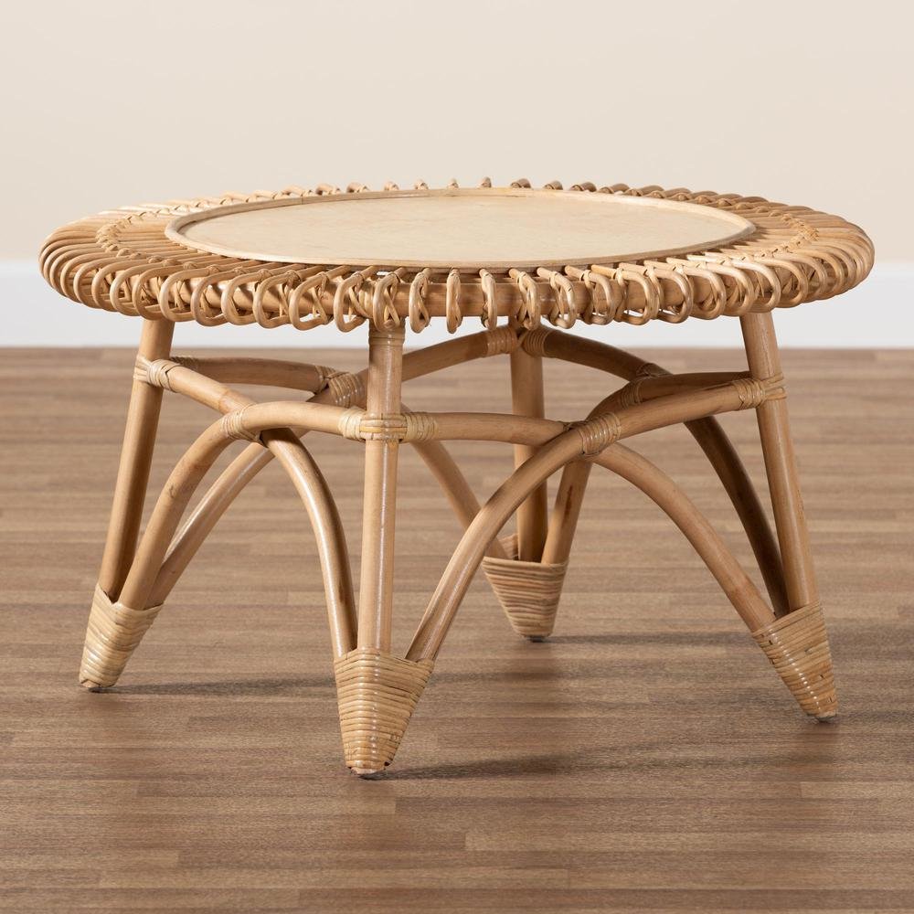 bali & pari Elani Modern Bohemian Natural Rattan Coffee Table