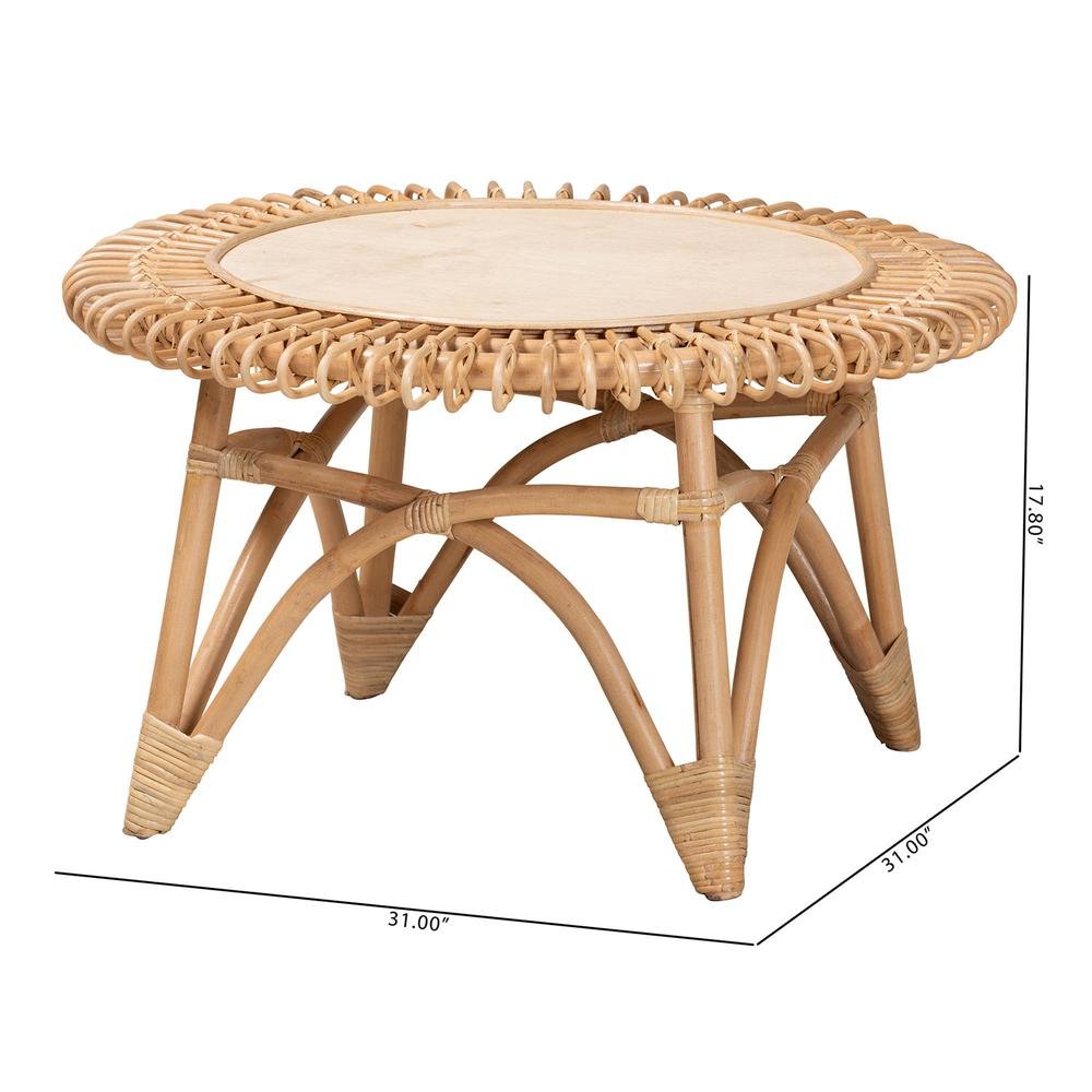 bali & pari Elani Modern Bohemian Natural Rattan Coffee Table