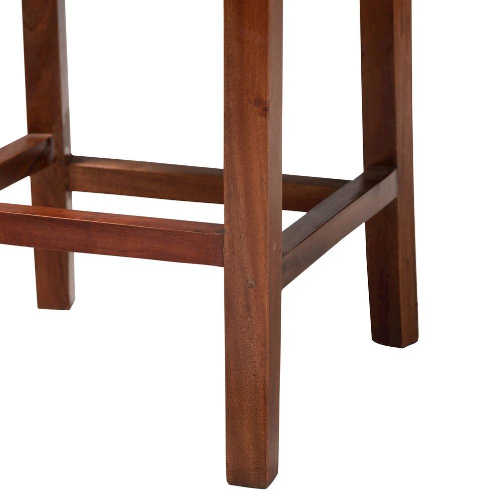 Bohemian Natural Rattan and Mahogany Wood Counter Stool