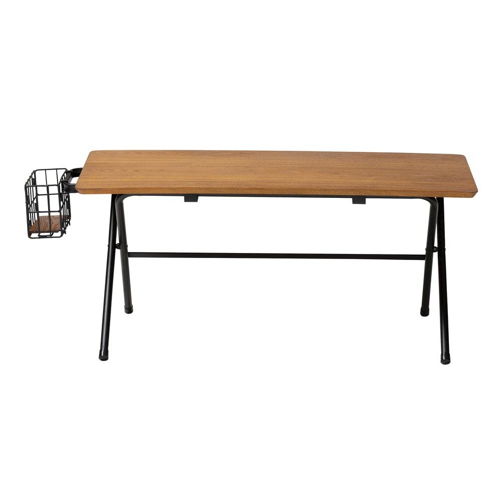 Mariela Natural Brown and Black Low Profile Coffee Table with Basket