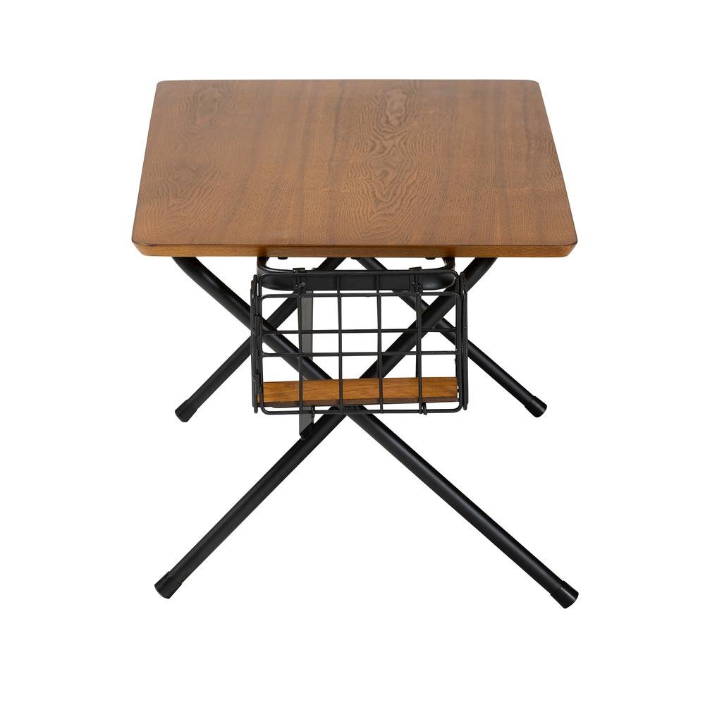 Mariela Natural Brown and Black Low Profile Coffee Table with Basket