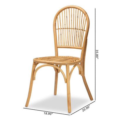 bali & pari Wina Modern Bohemian Natural Brown Rattan 2-Piece Dining Chair Set