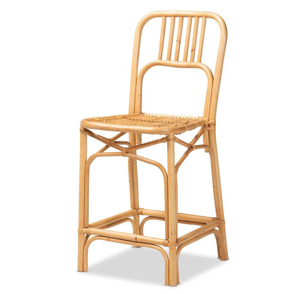 bali & pari Ivora Modern Bohemian Natural Brown Rattan Counter Stool