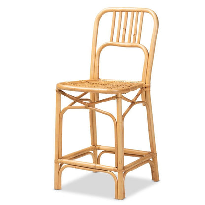 bali & pari Ivora Modern Bohemian Natural Brown Rattan Counter Stool