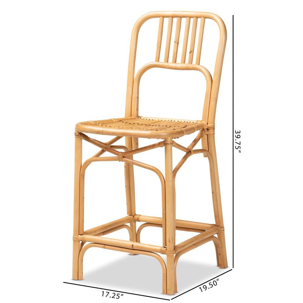 bali & pari Ivora Modern Bohemian Natural Brown Rattan Counter Stool