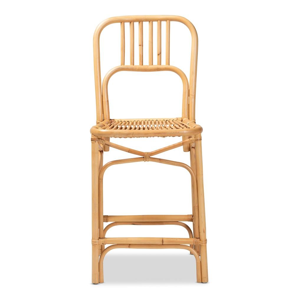 bali & pari Ivora Modern Bohemian Natural Brown Rattan Counter Stool
