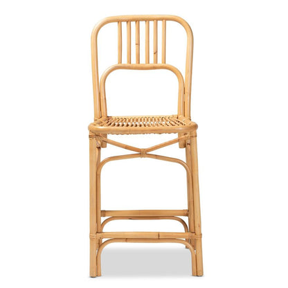 bali & pari Ivora Modern Bohemian Natural Brown Rattan Counter Stool