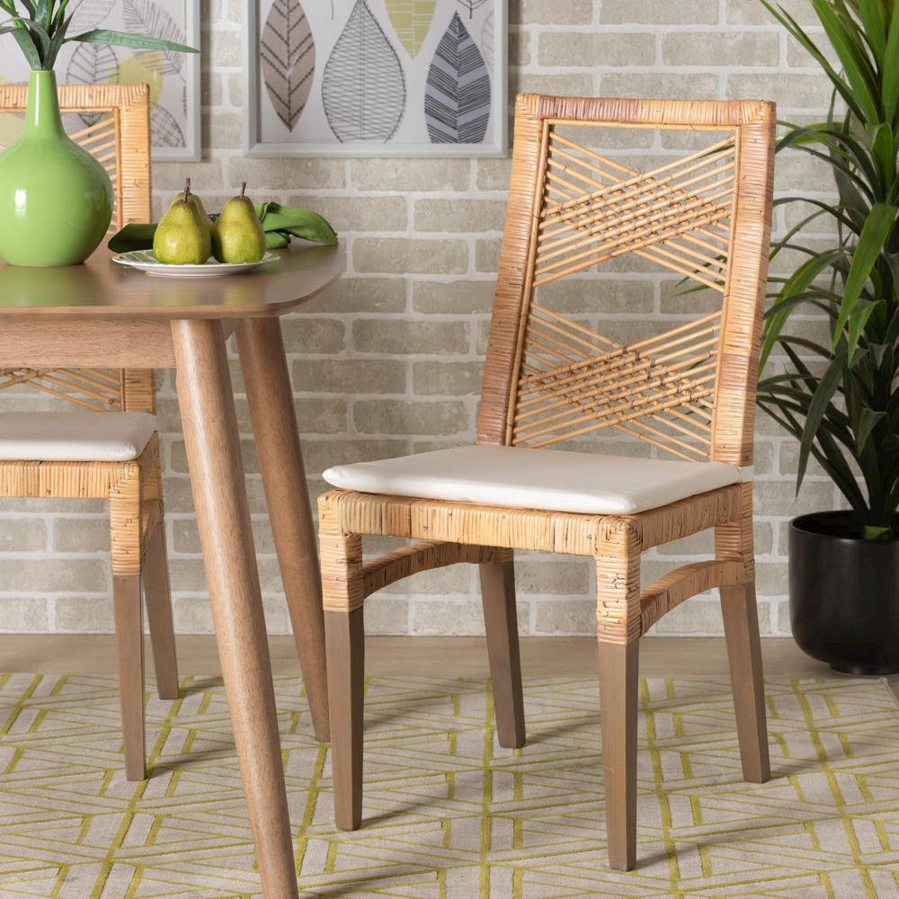 bali & pari Poltak Modern Bohemian Natural Brown Rattan Dining Chair