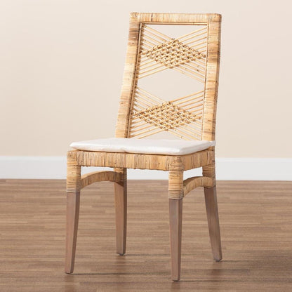 bali & pari Poltak Modern Bohemian Natural Brown Rattan Dining Chair