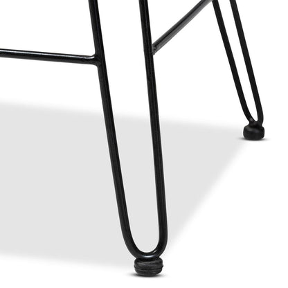 Bohemian Natural Brown Rattan and Black Metal Counter Stool