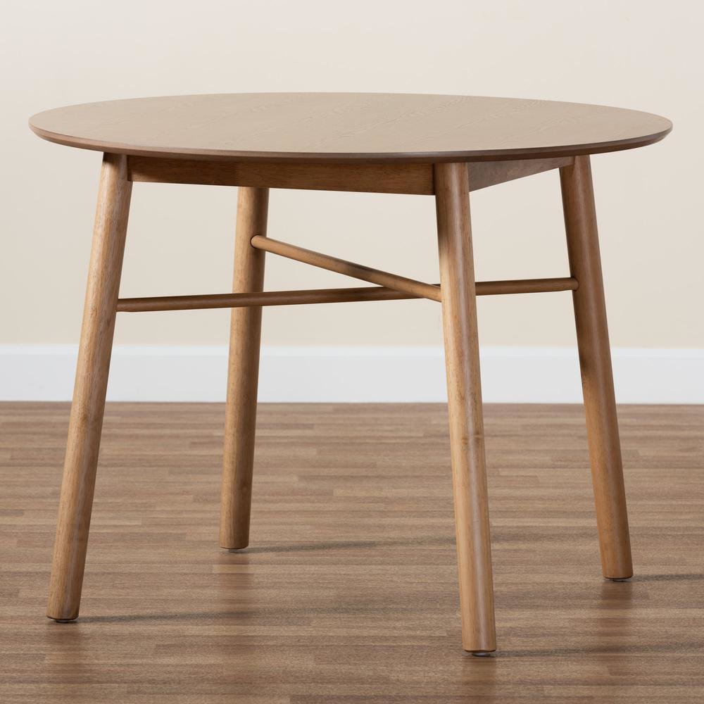 Denmark Mid-Century Modern French Oak Brown Finished Rubberwood Dining Table
