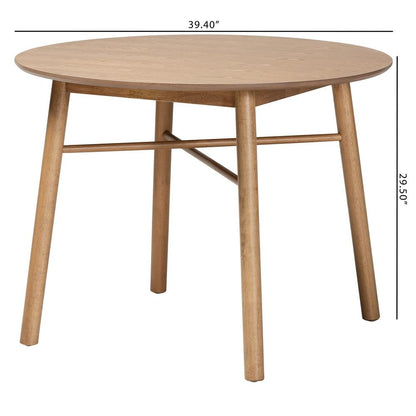 Denmark Mid-Century Modern French Oak Brown Finished Rubberwood Dining Table