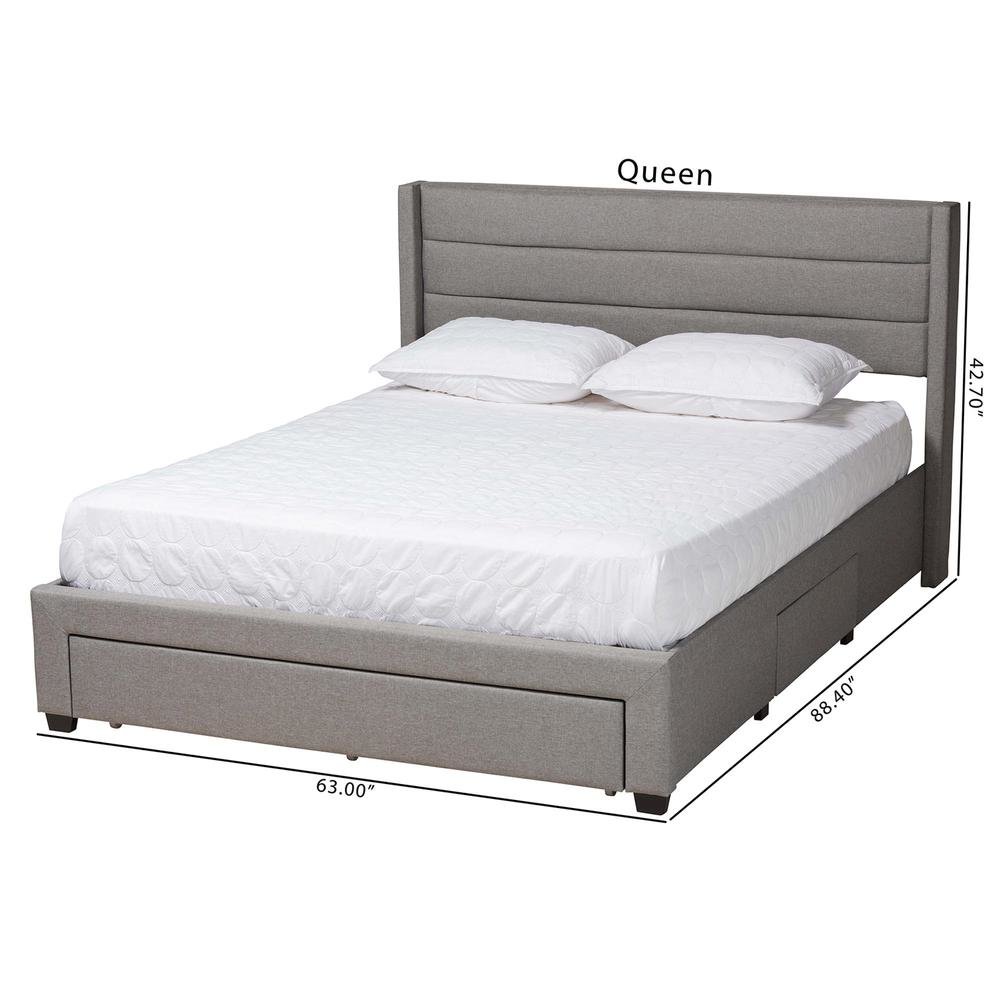 Dark Brown Finished Wood Queen Size 3-Drawer Storage Platform Bed