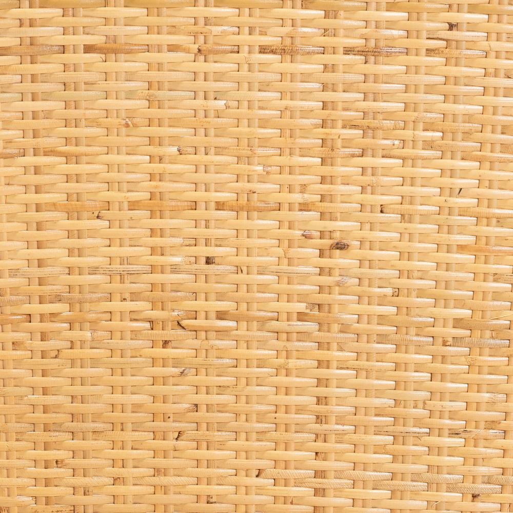 Bohemian Oak Brown Finished Mahogany Wood and Natural Rattan Dining Chair