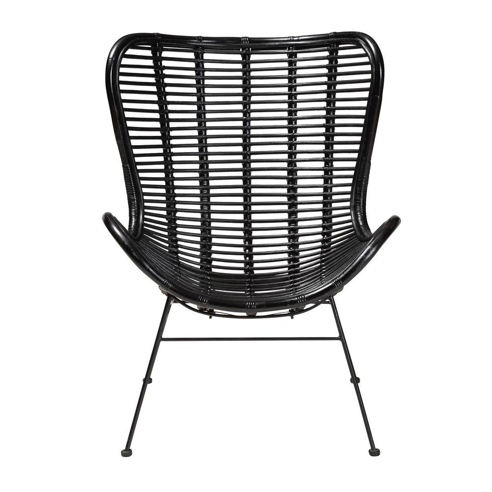 bali & pari Colorado Modern Bohemian Black Rattan and Metal Accent Chair