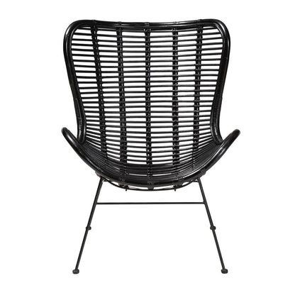 bali & pari Colorado Modern Bohemian Black Rattan and Metal Accent Chair
