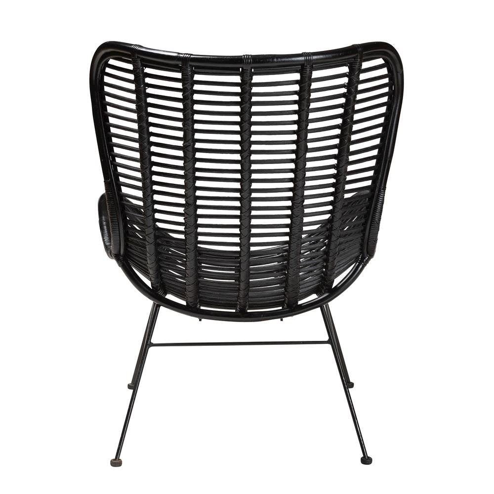 bali & pari Colorado Modern Bohemian Black Rattan and Metal Accent Chair
