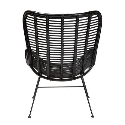 bali & pari Colorado Modern Bohemian Black Rattan and Metal Accent Chair