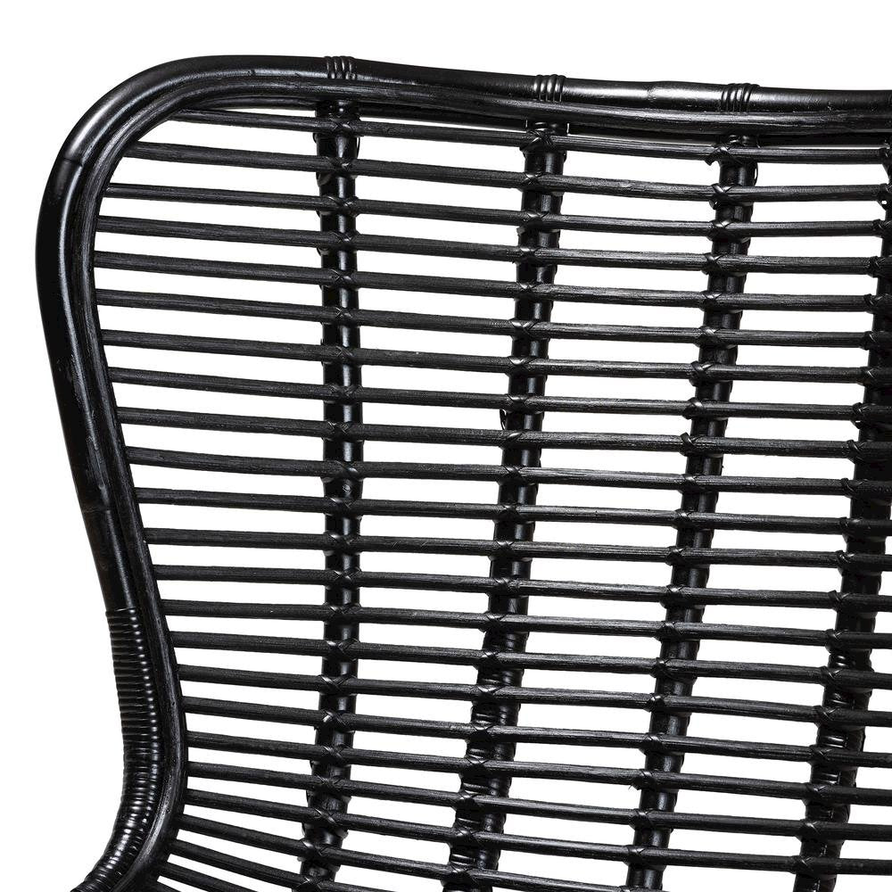 bali & pari Colorado Modern Bohemian Black Rattan and Metal Accent Chair