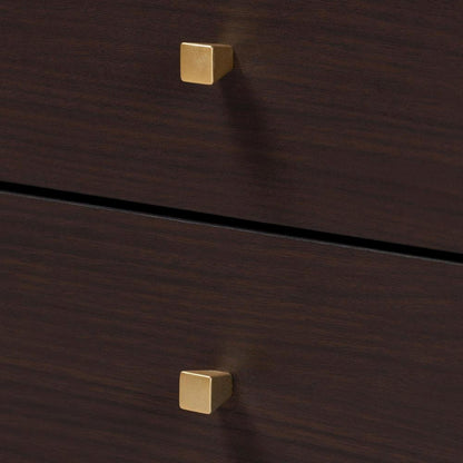 Transitional Two-Tone Black and Espresso Brown Finished Wood 2-Drawer End Table