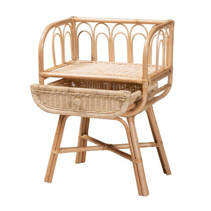 bali & pari Panchali Modern Bohemian Natural Brown Rattan Nightstand